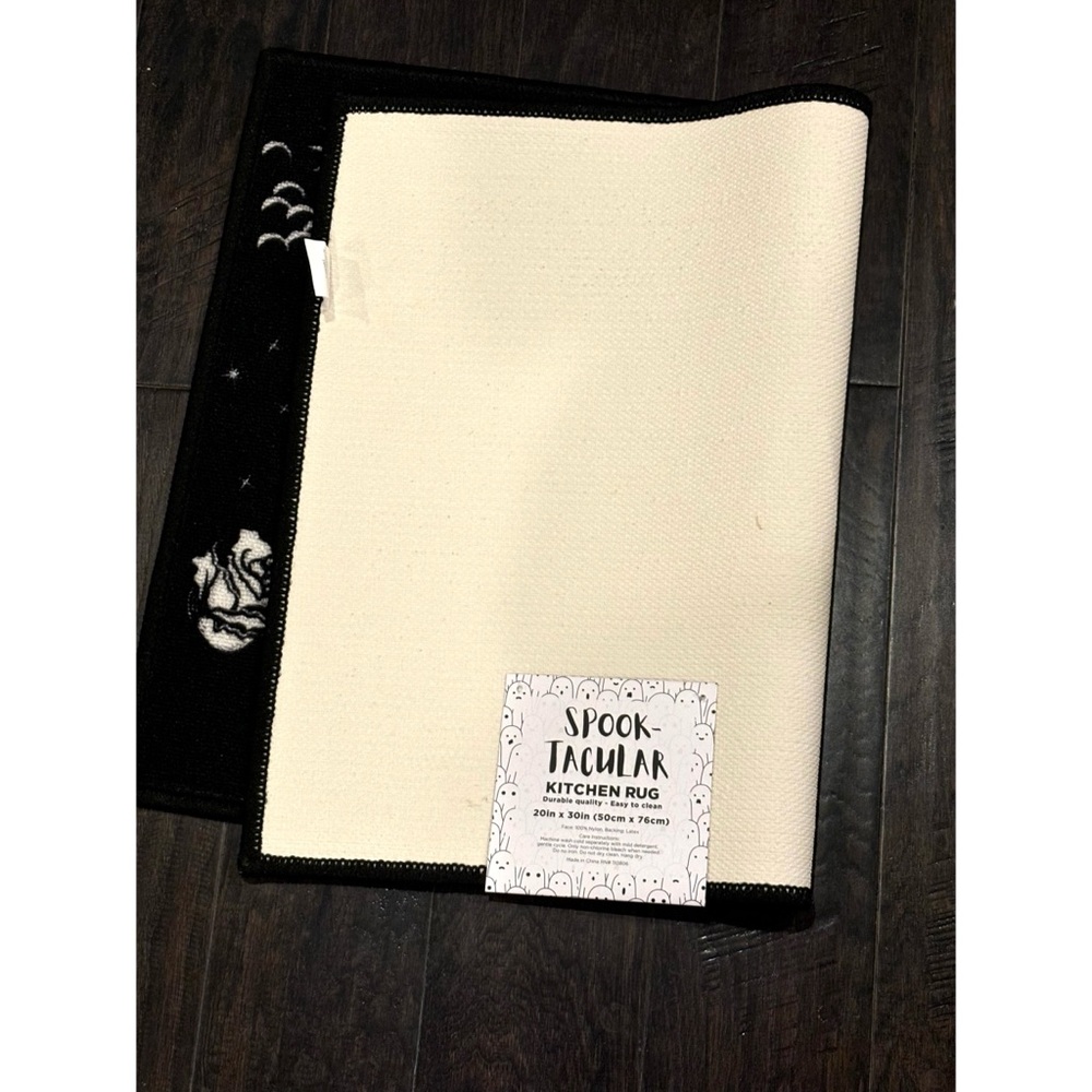 👻 NEW HALLOWEEN OUIJA BOARD DECOR NON SLIP MAT BLACK WHITE SUGAR SKULL SPOOKY - Picture 5 of 7